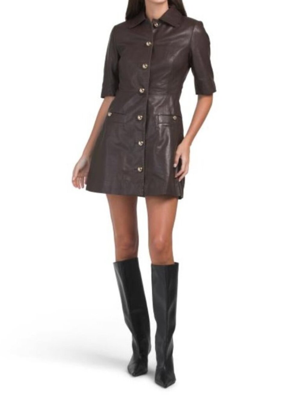 BOD & CHRISTENSEN Leather Bonnie Mini Dress